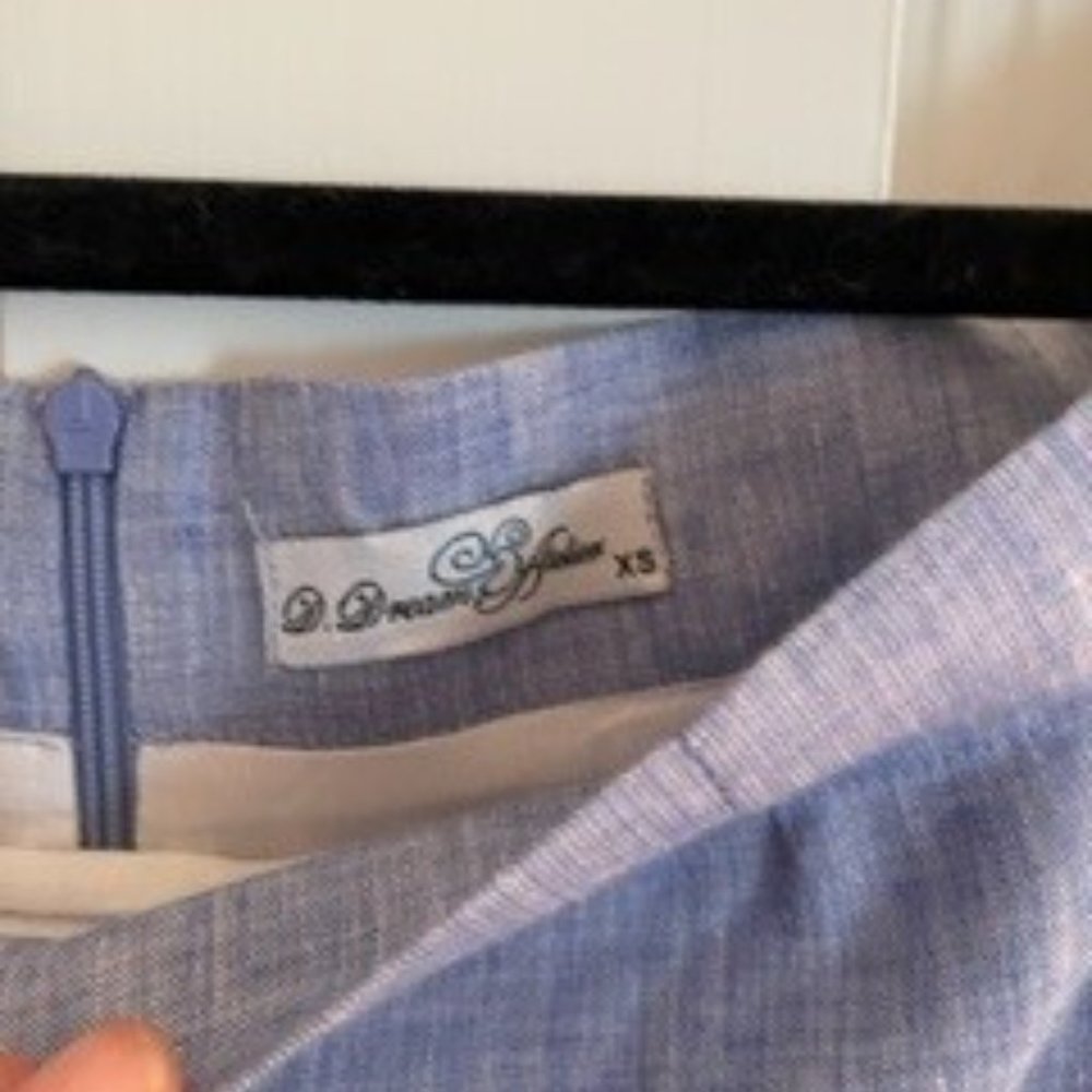 Boutique Palm Beach Designer Linen Off Shoulder Dress- Pale Light Blue- XS- - Picture 3 of 5